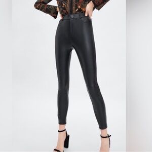 Zara Black Sleek Leather Leggings